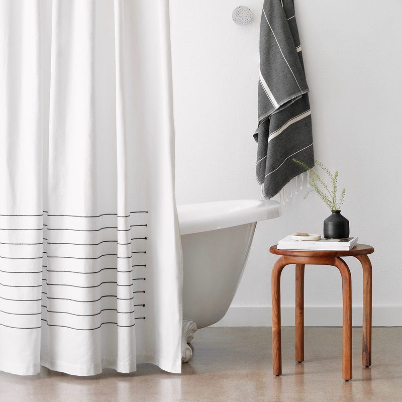 White Shower Curtain with Modern Bath Furniture, white