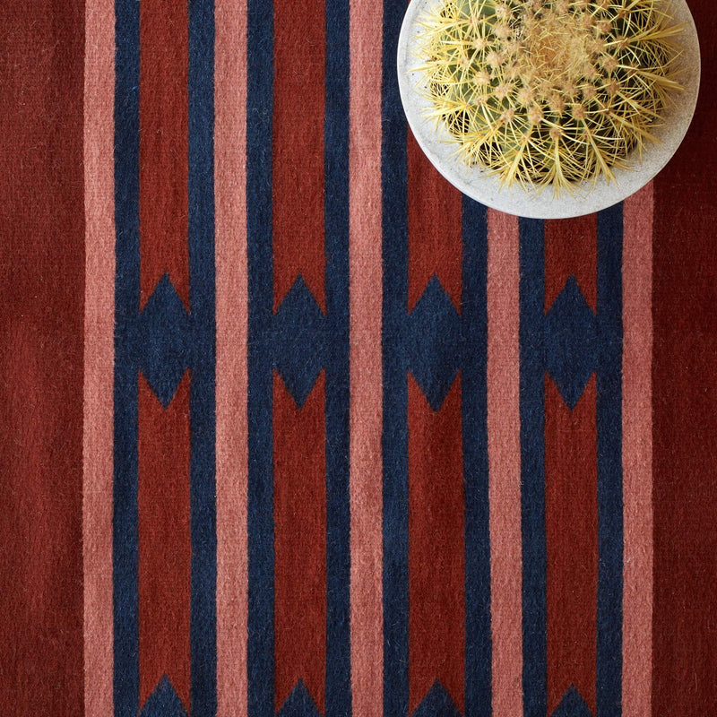 Southwest Pattern Area Rug with cactus, rust