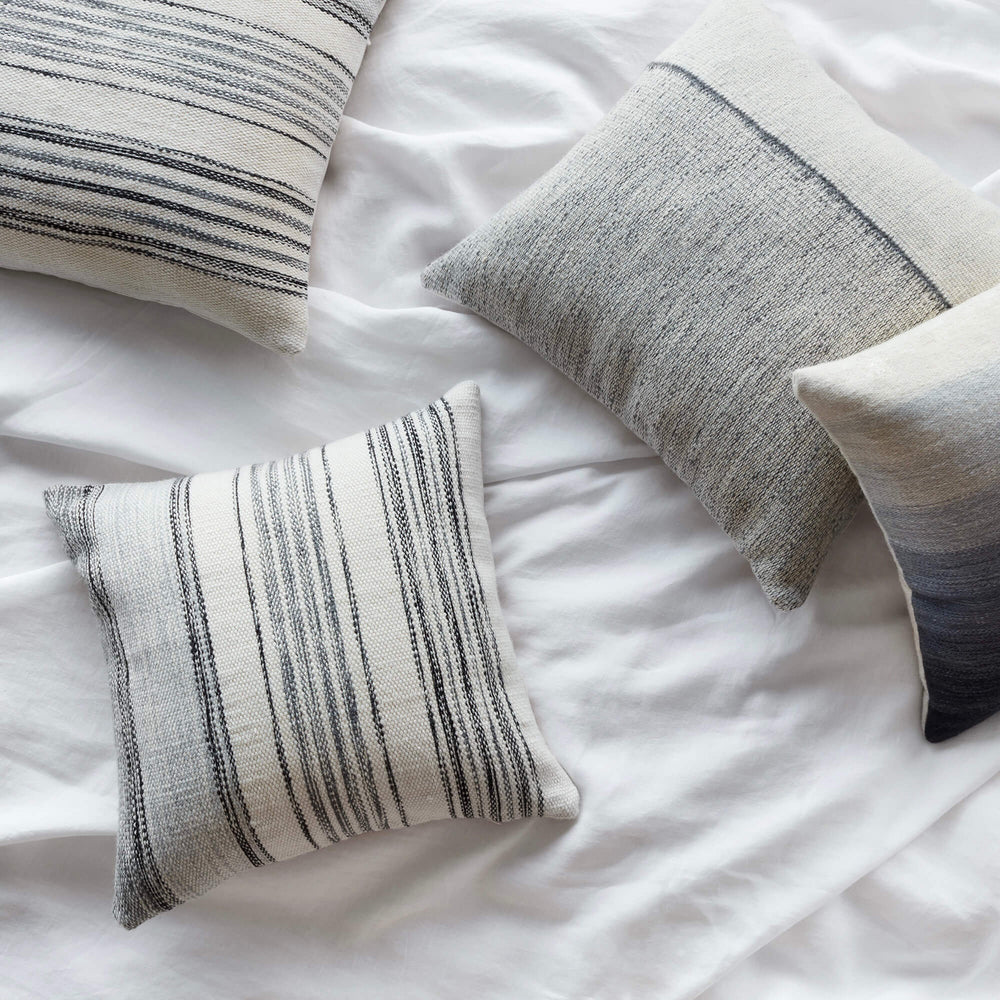 Textured Neutral Throw Pillow with Stripes