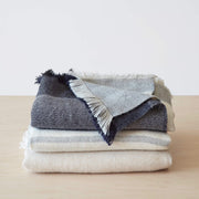 Stack of 100% Baby Alpaca Blankets, navy
