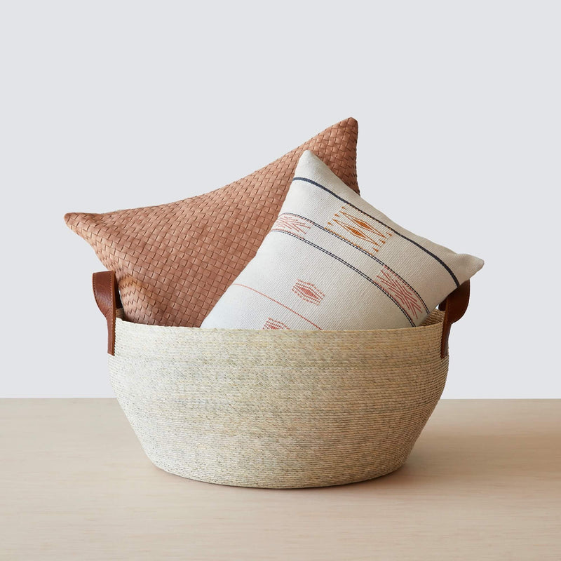 Pillows Styled in Floor Basket, natural