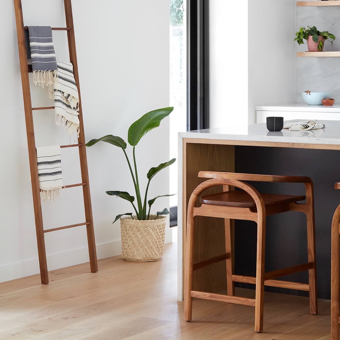 Kambas Decorative Teak Ladder - Thumbnail 4