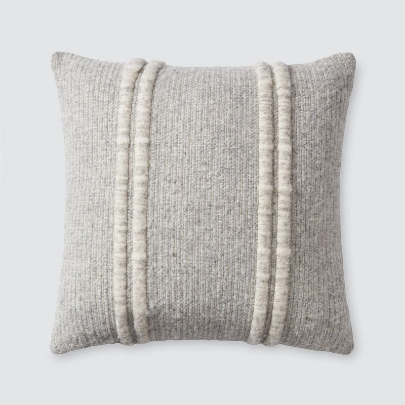 Grey Accent Pillow with Cream Textured Stripes, grey