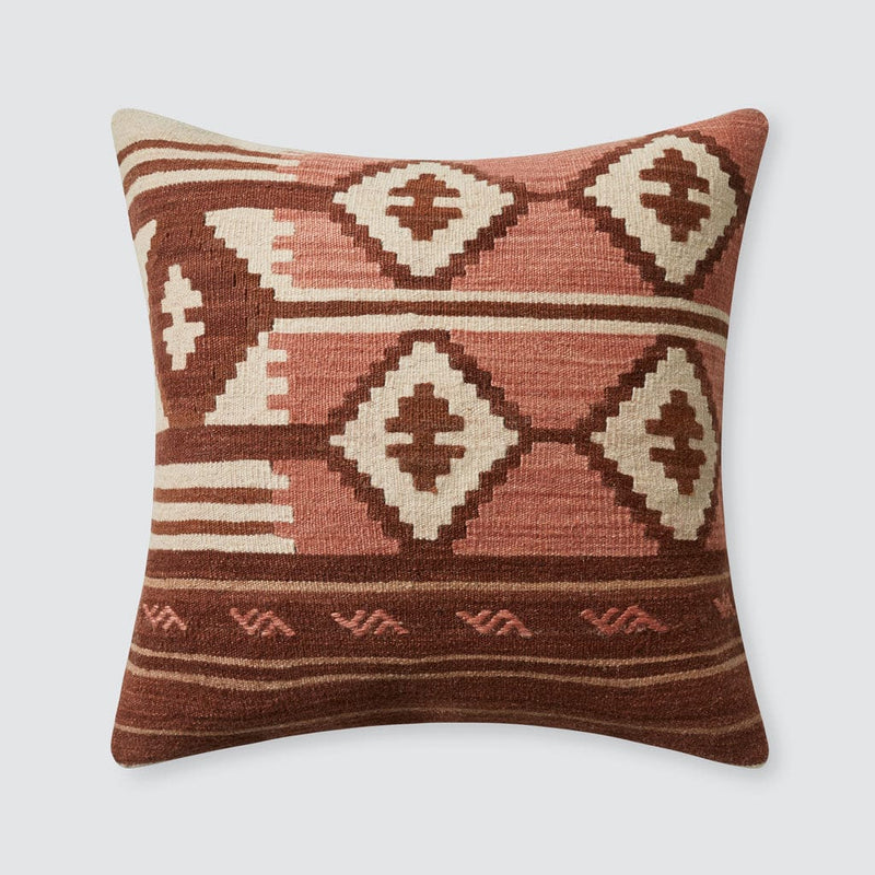Handwoven Turkish kilim pillow, sienna