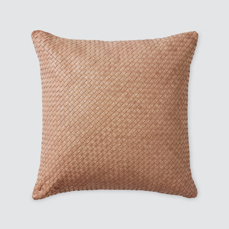 Woven Leather Square Pillow, natural