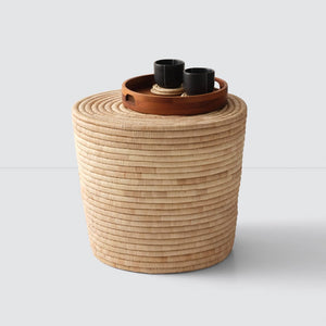 dowa side table styled with tray, natural