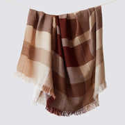 Alpaca throw with fringe tan and rust, rust