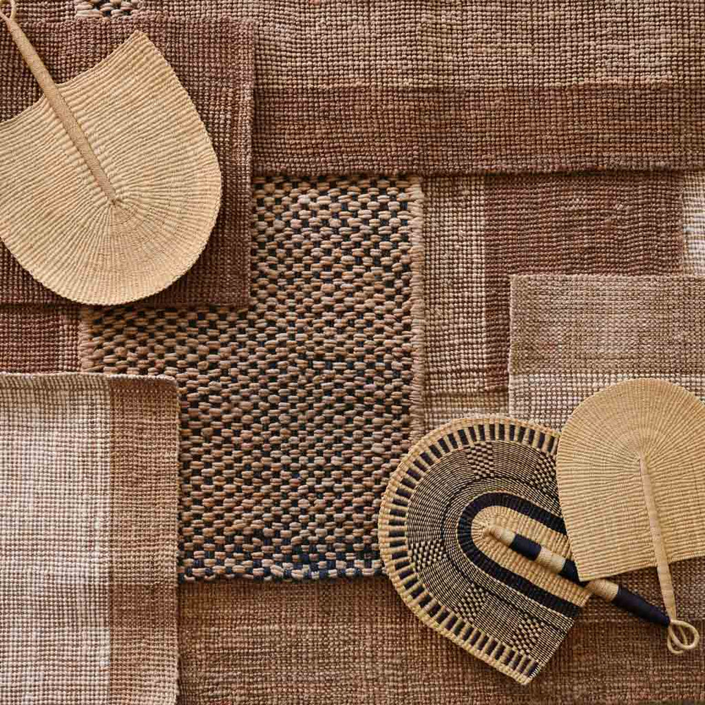 Jute rugs and runners styled together with fans, eta