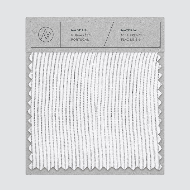 Swatch card of linen fabric in graphite stripe color,graphite-thin-stripe