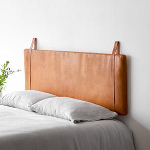 Hanging Leather Headboard, caramel