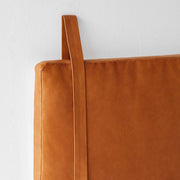 Strap Detail on Leather Headboard, caramel