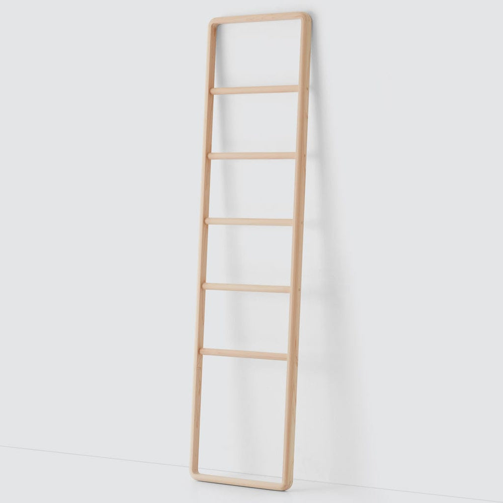 Angled wooden ladder