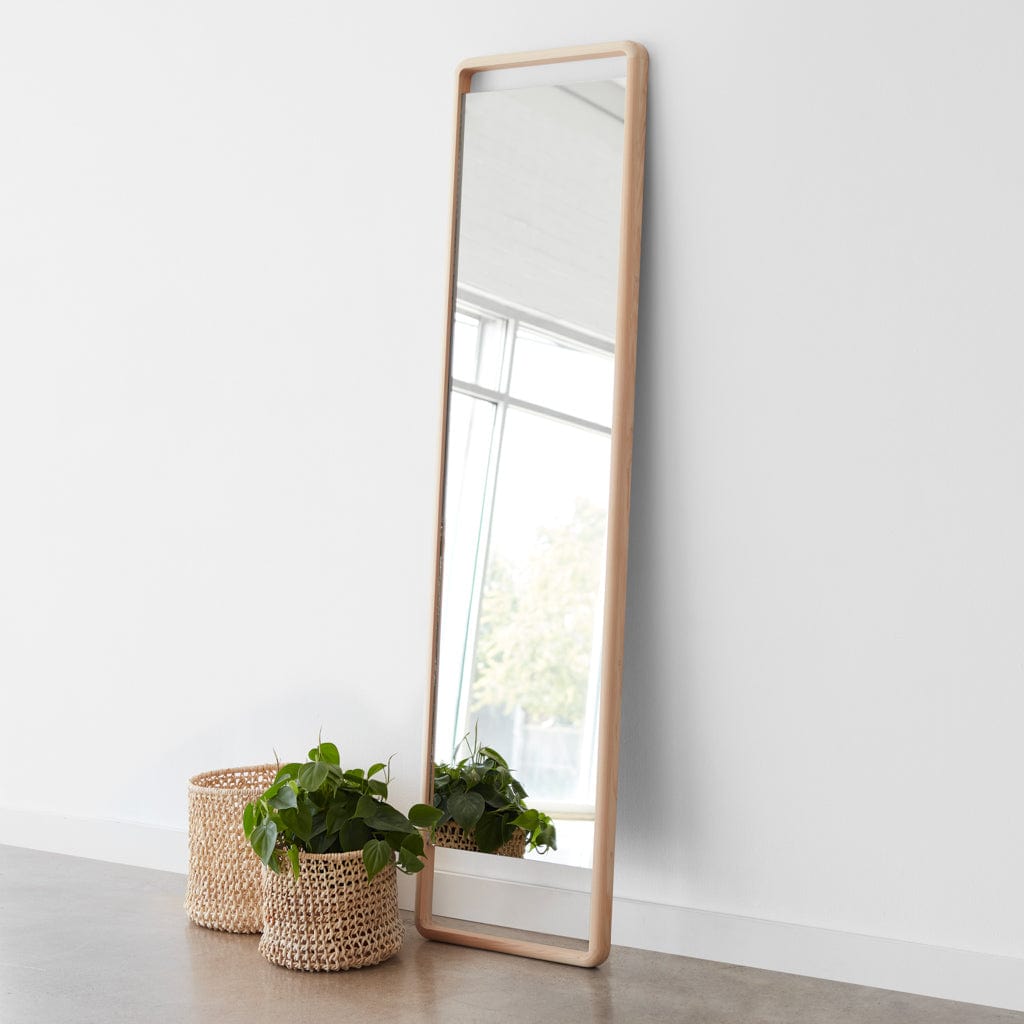 Hinoki Wood Floor Mirror | Minimalist Wood Standing Mirror – The