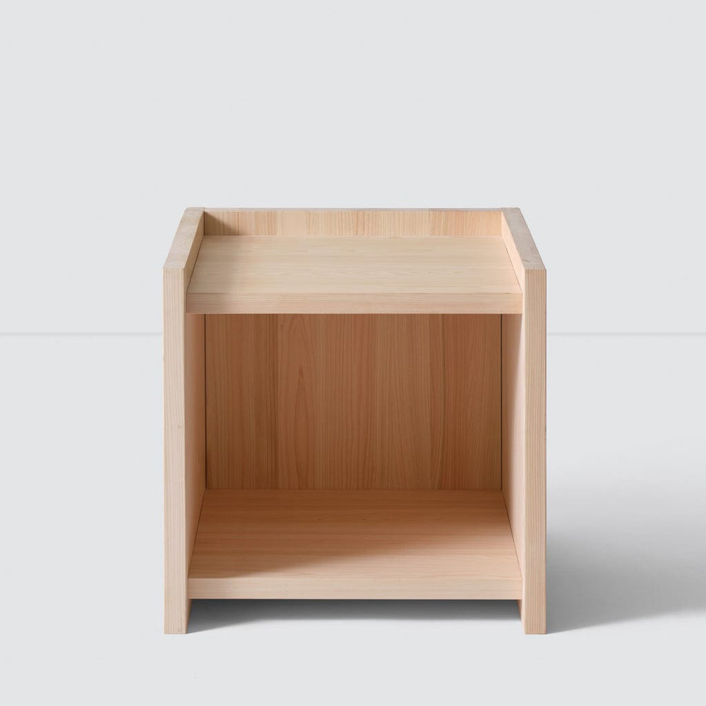 Hinoki wood nightstand without drawer