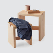 Minimalist Bathroom Stools and Soap Dish with Waffle Towel, natural