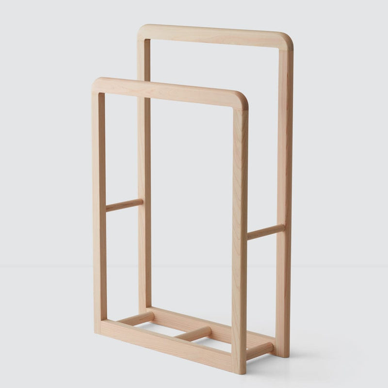 Hinoki Wood Standing Rack Modern Linen Rack at The Citizenry