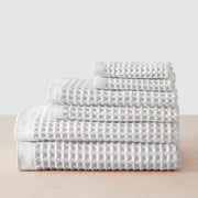 Set of 6 waffle towels, white