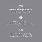 Oversized quilting creates a cloud-like feel, indigo-chambray