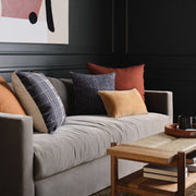 Wool textured pillow styled in living room, navy