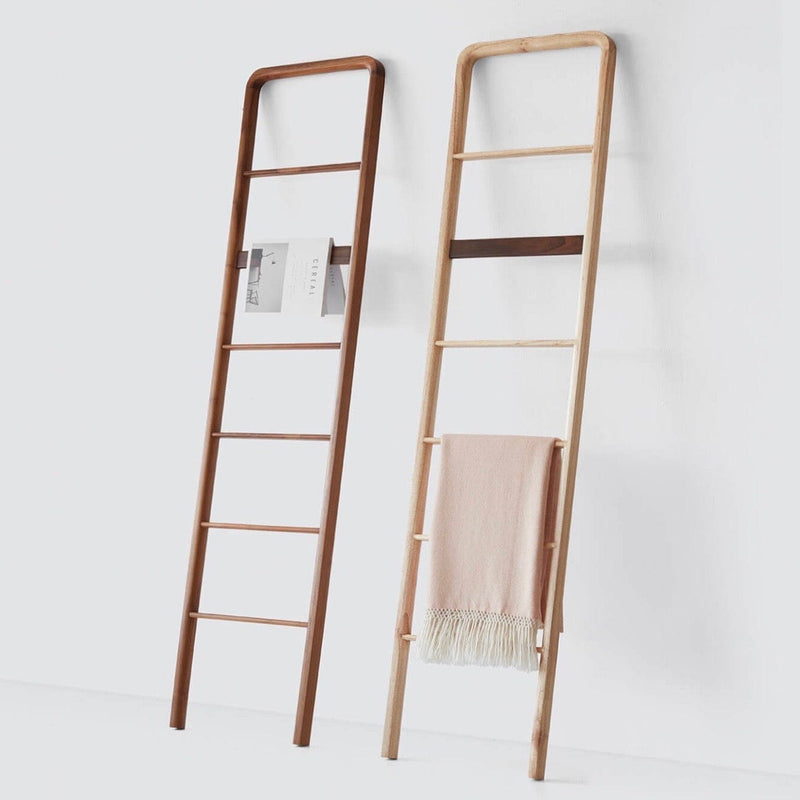 light and dark wood accent ladders,  light-natural