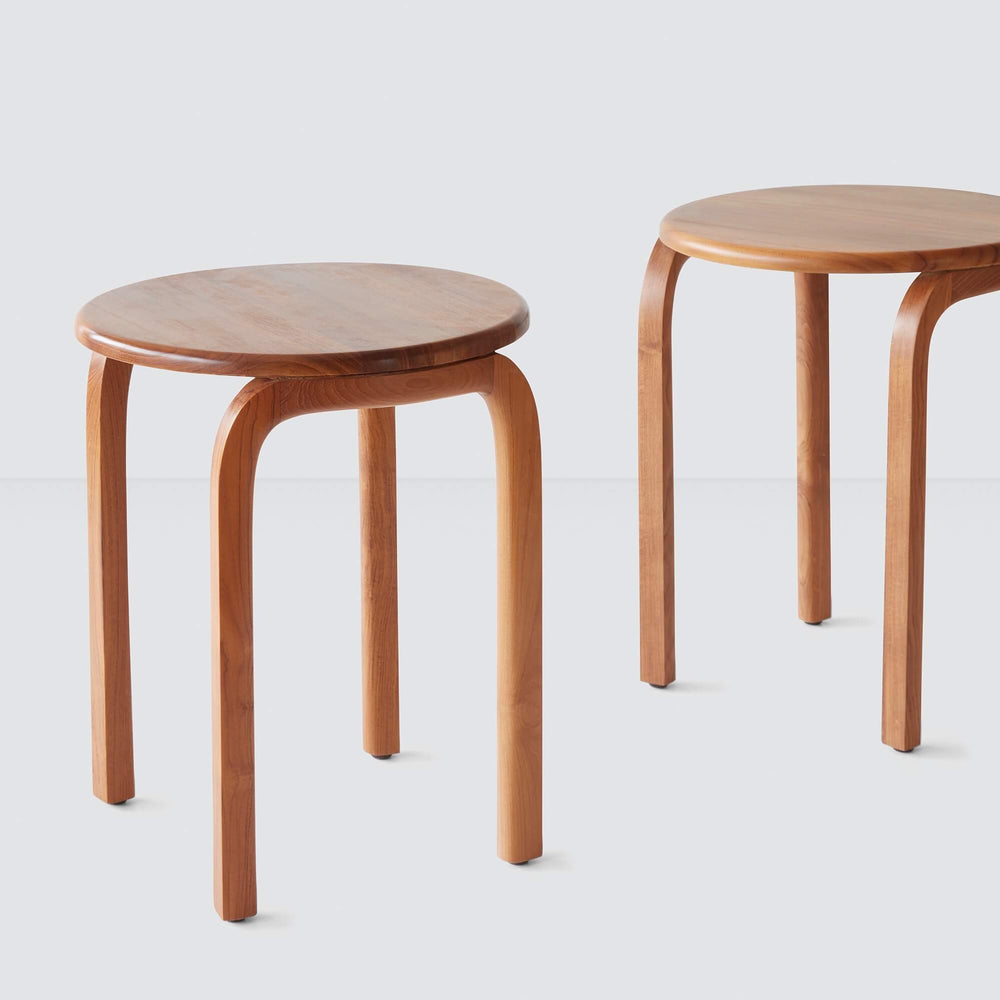 two teak wooden side tables