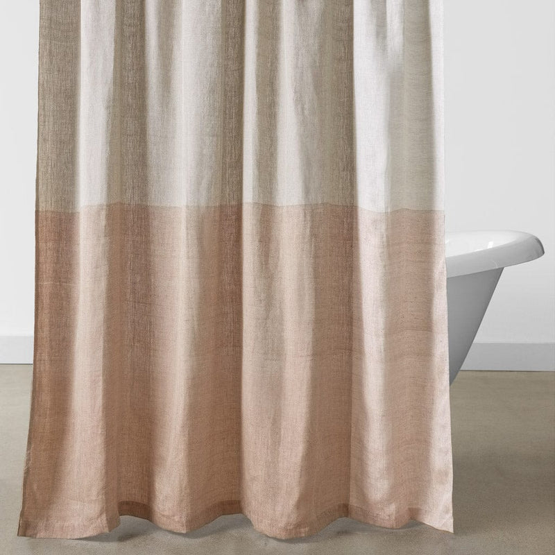 Color block shower curtain, flax-latte