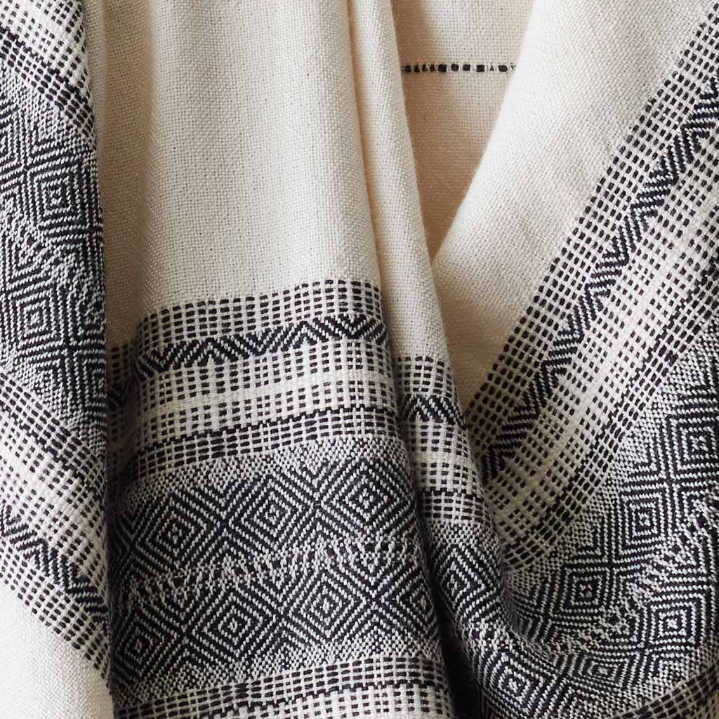 Alpaca Wool Blanket with Black & Cream Stripes | Handloomed – The