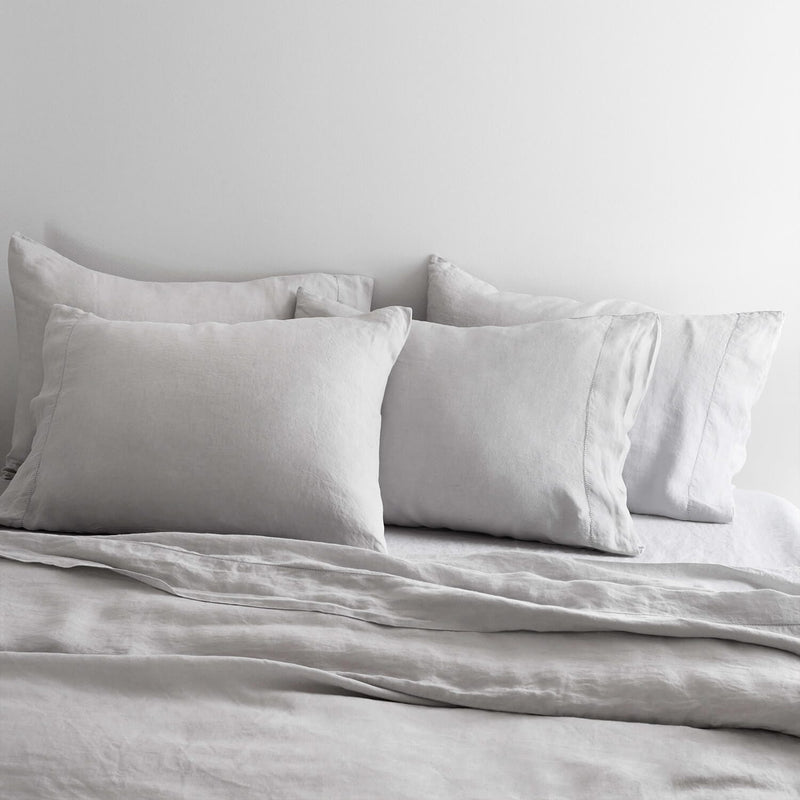 soft grey linen bedding set, light-grey