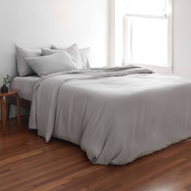 high quality linen bed set, light-grey