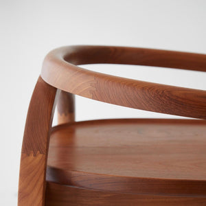 teak wooden counter stool arm and back