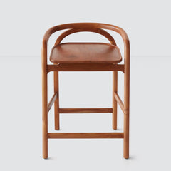 teak wooden counter stool front view