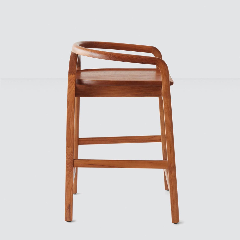 teak wooden counter stool side view