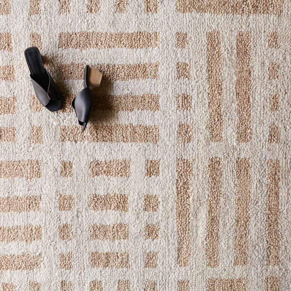 Detail view of Mahika textured wool rug