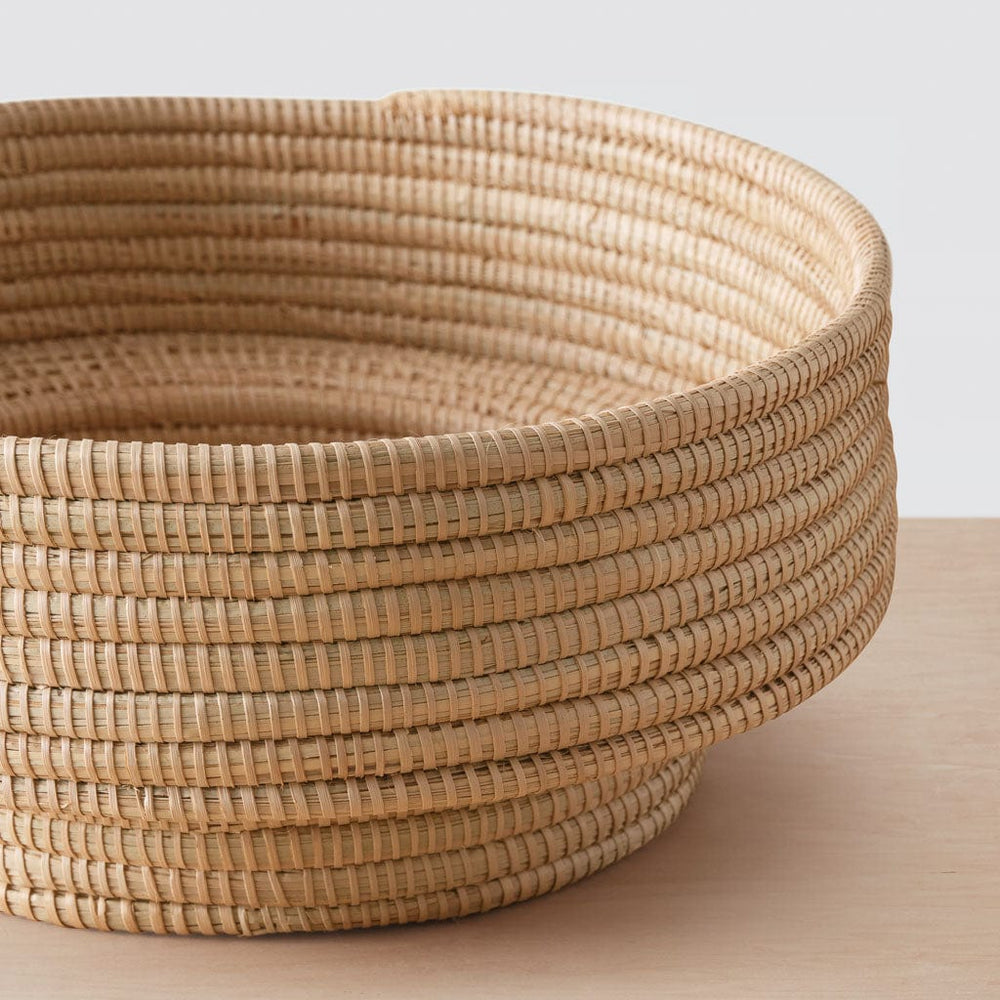 Large woven palm bowl from malawi