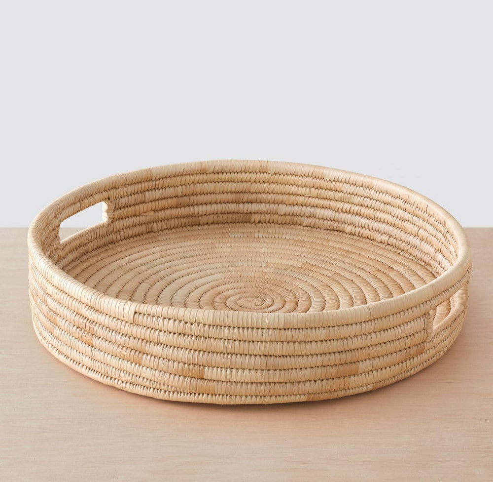 Large woven palm tray from Malawi