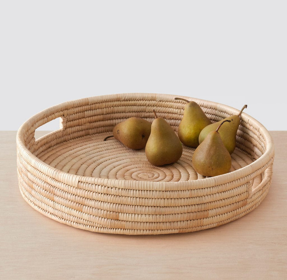 Large woven tray with pears from Malawi