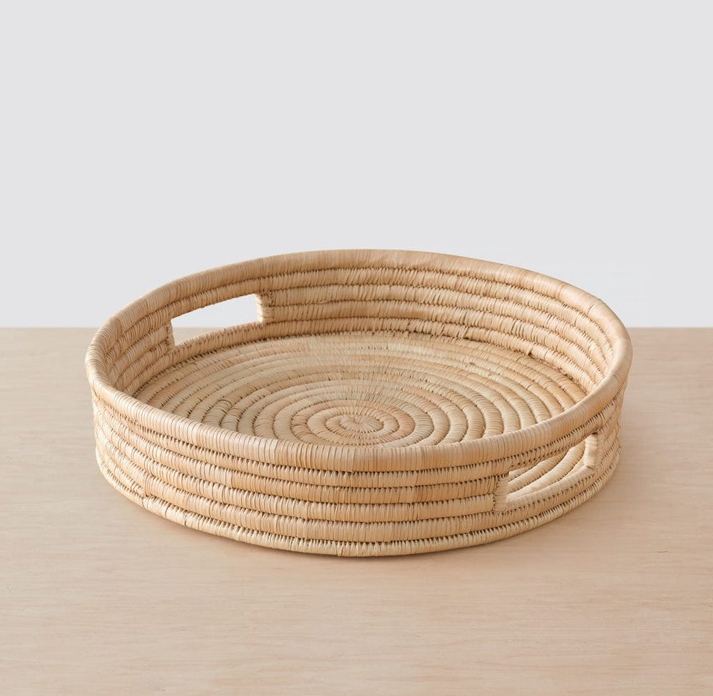 Large woven palm tray from Malawi