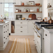 Chunky wool runner in traditional kitchen, mustard