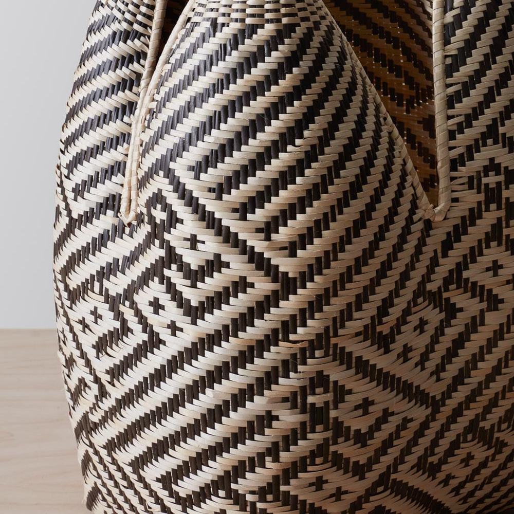 Close-Up of Handwoven Geometric Pattern of Basket