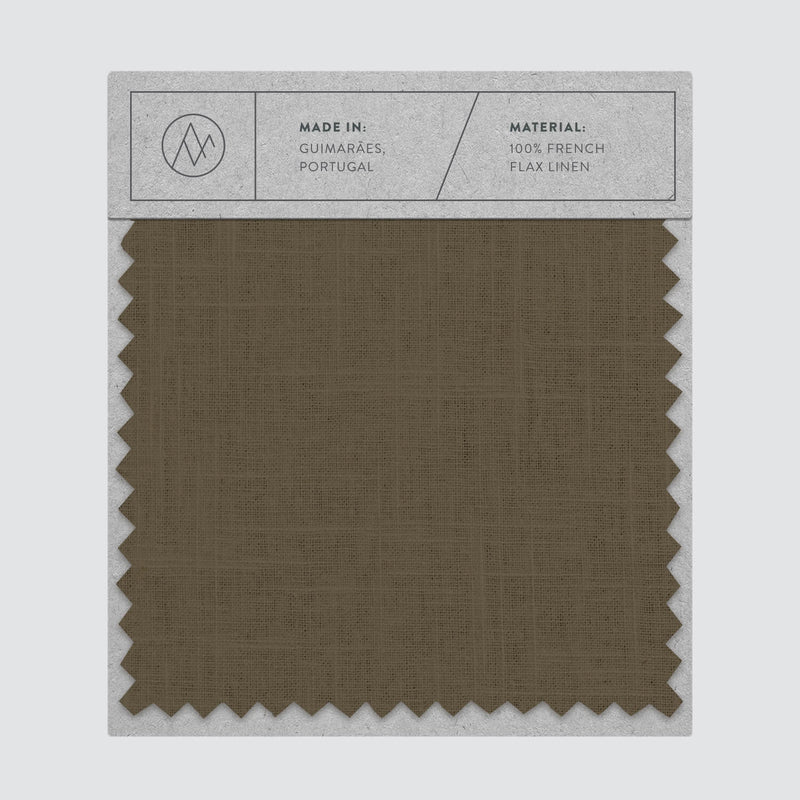 Swatch card of linen fabric in olive color,olive