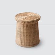 Ora wicker pedestal side table, natural