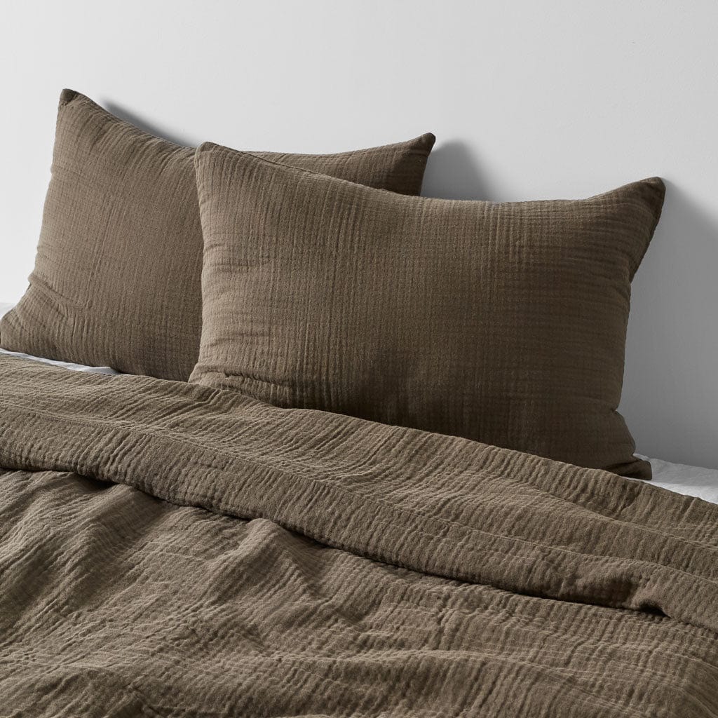 Organic Cotton Gauze Duvet Set - Olive, King, Cal King