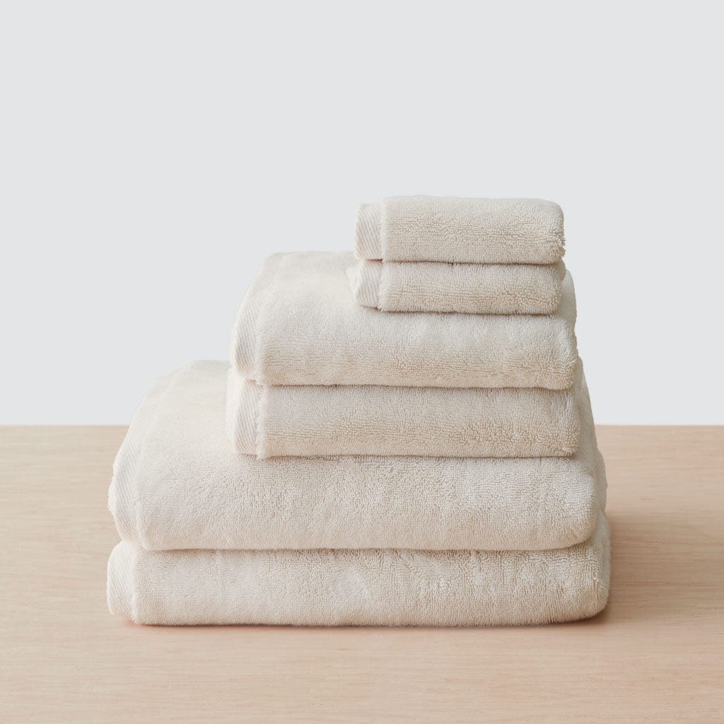 Organic Plush Bath Towel Set - Natural, Set of 6