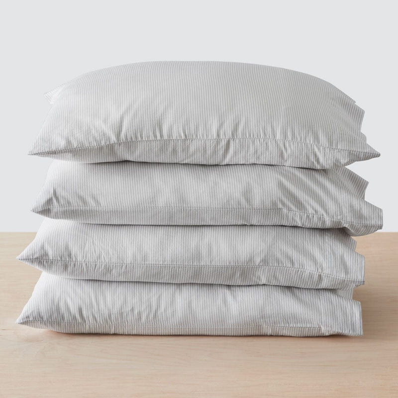 Stack of four pillows, light-grey-stripe