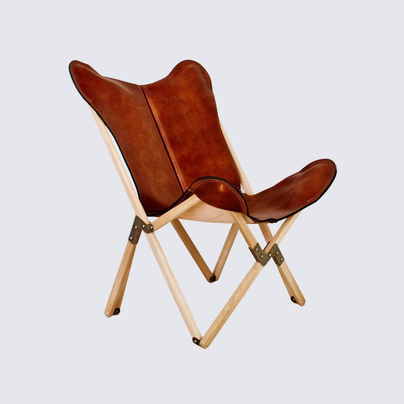 Leather Tripolina Chair from Argentina, cognac
