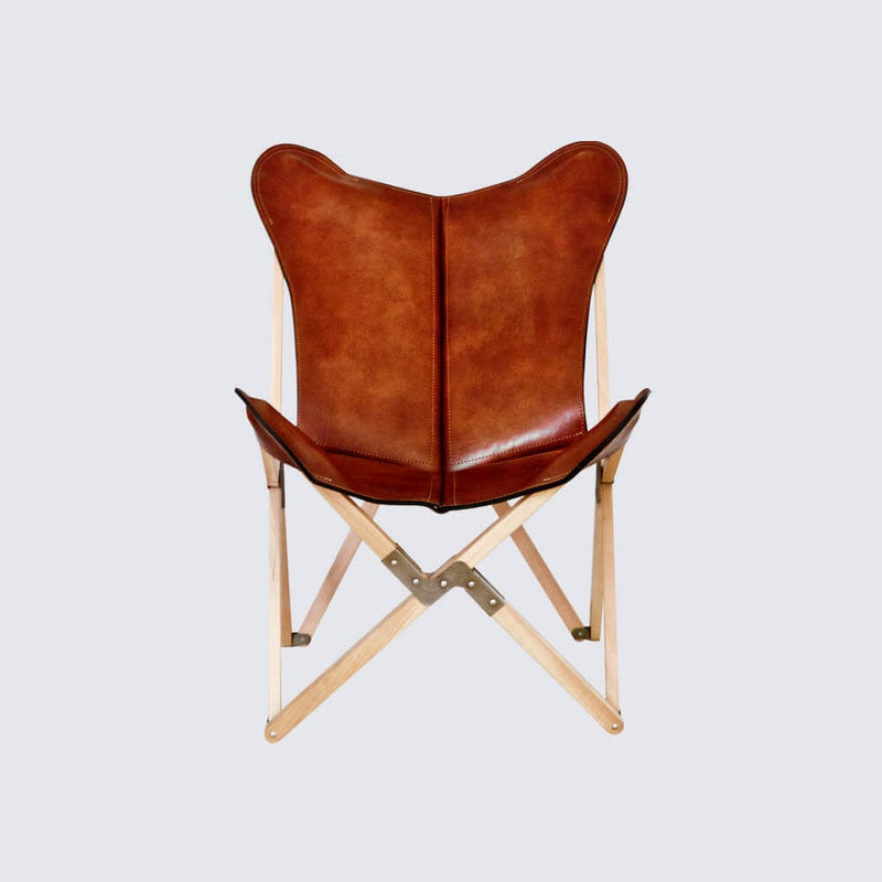 Handcrafted Leather Sling Chair, cognac