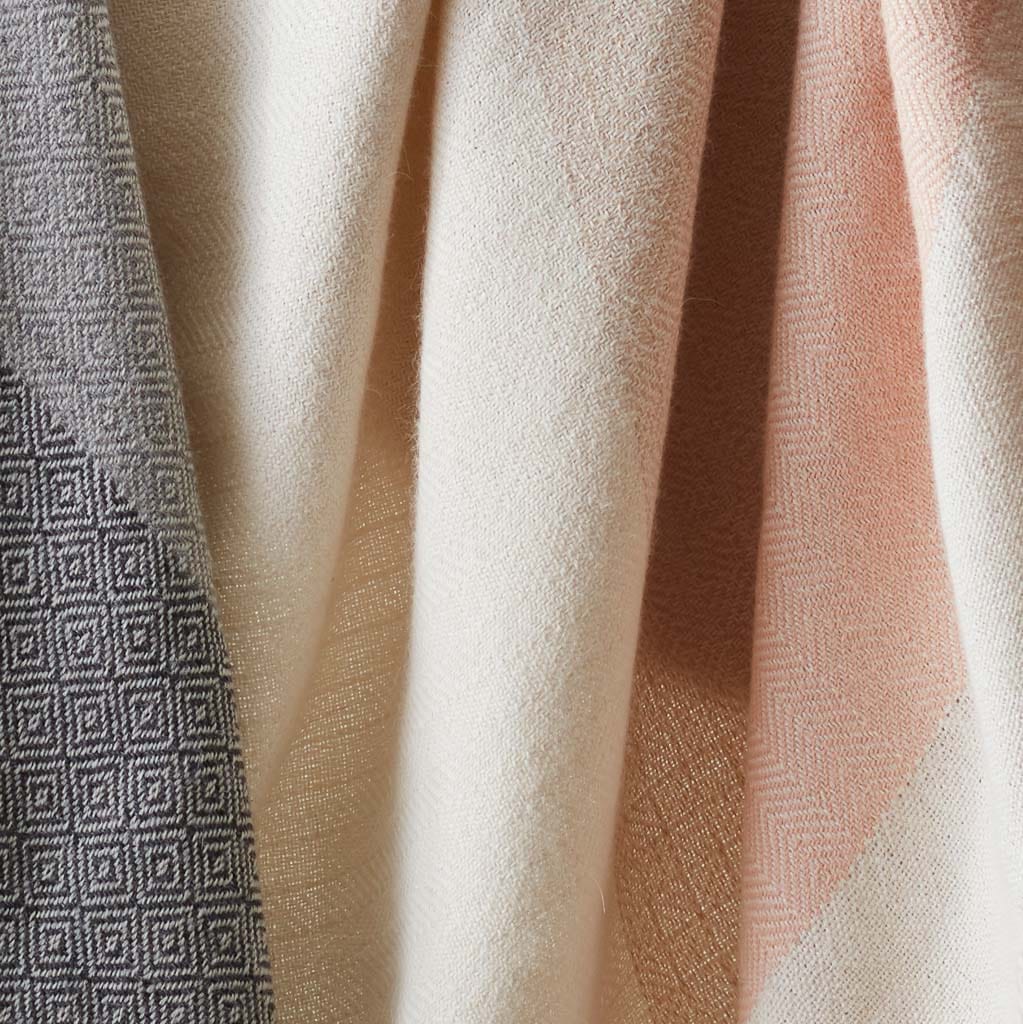 Alpaca Wool Blanket | Peach & Grey Stripes – The Citizenry