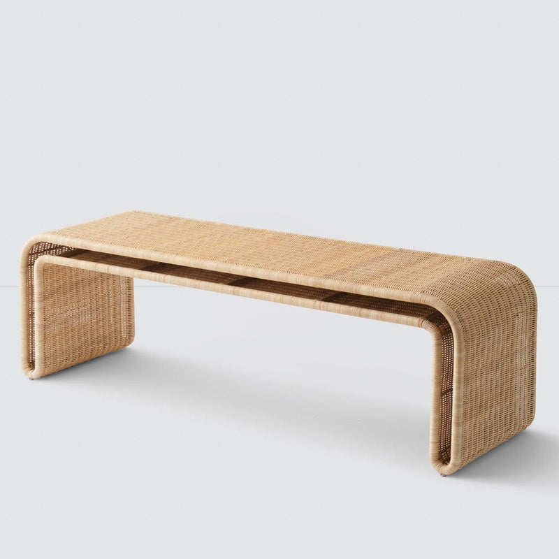 Penida modern wicker bench, natural