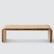 Front view of Penida modern wicker bench, natural