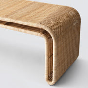 Curve leg construction on Penida modern wicker bench, natural